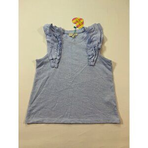 NWT Hayden Girls Blue Ruffle Sleeve Knit Top Medium Lightweight (bin HH209)
